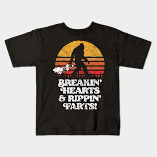 Sasquatch Breakin Hearts Rippin Farts Funny Bigfoot Sun Kids T-Shirt